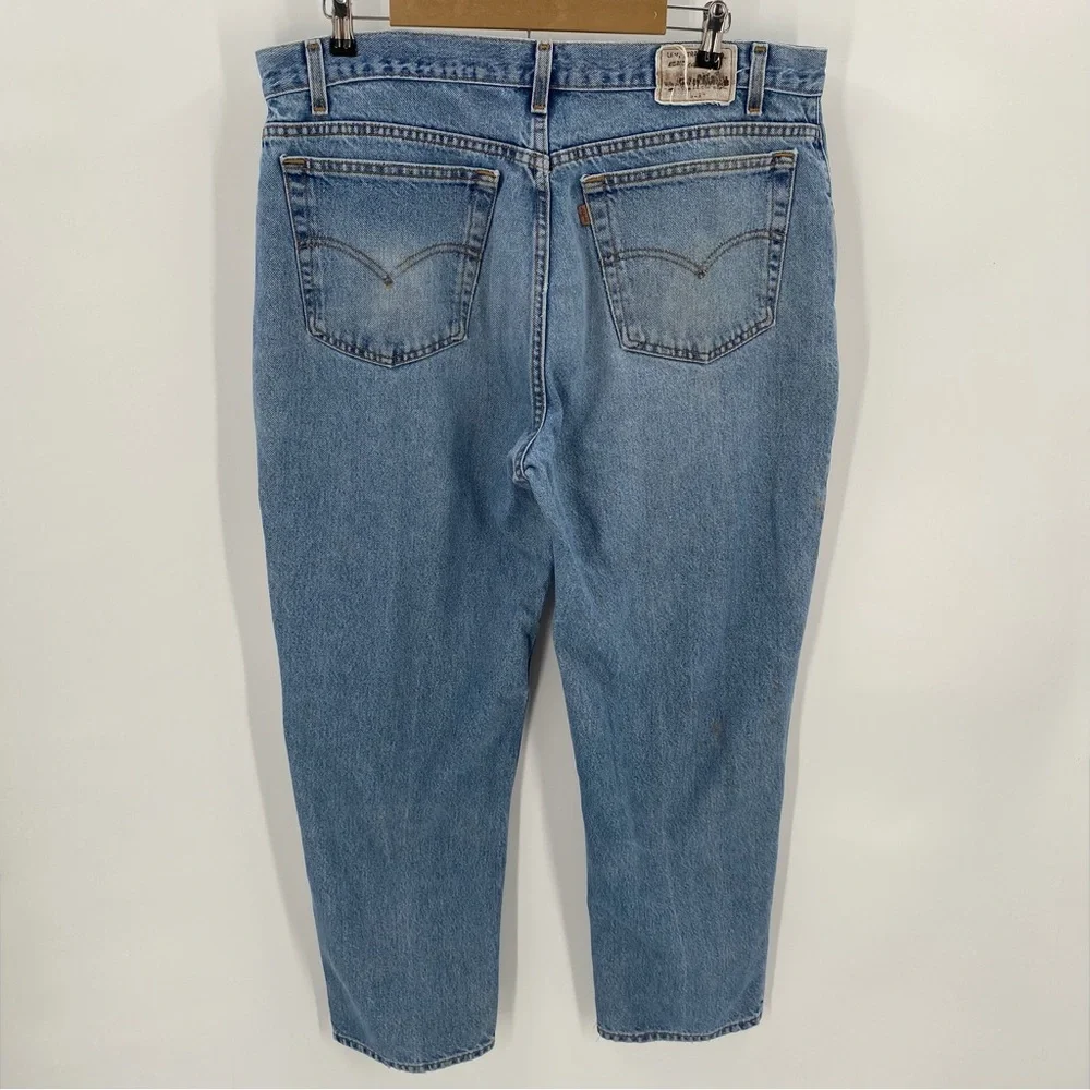 Levi’s Jeans Men’s 40x30 Blue 545 VTG 90s Brown Tab LOOSE Batwing Stains Flaws